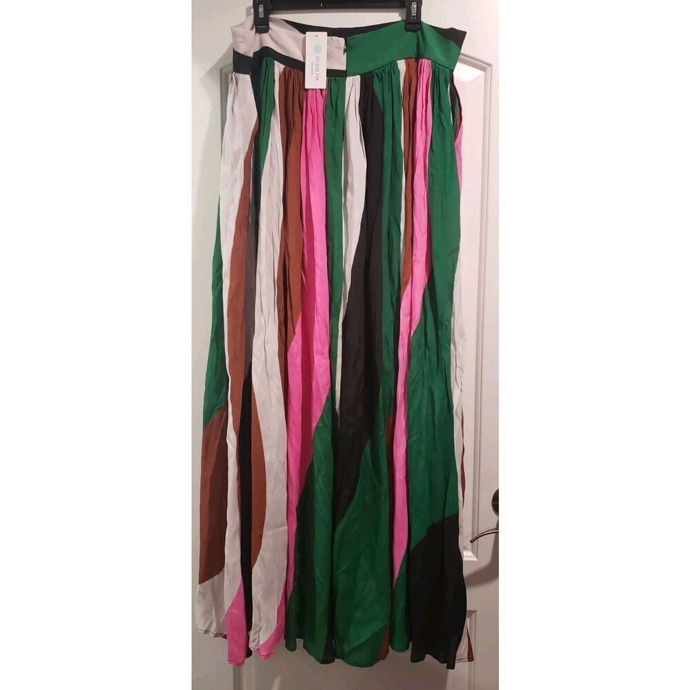 Megan Renee High Slit Multicolor Maxi Skirt With Pockets - 2X NWT MSRP $245 - Picture 3 of 8